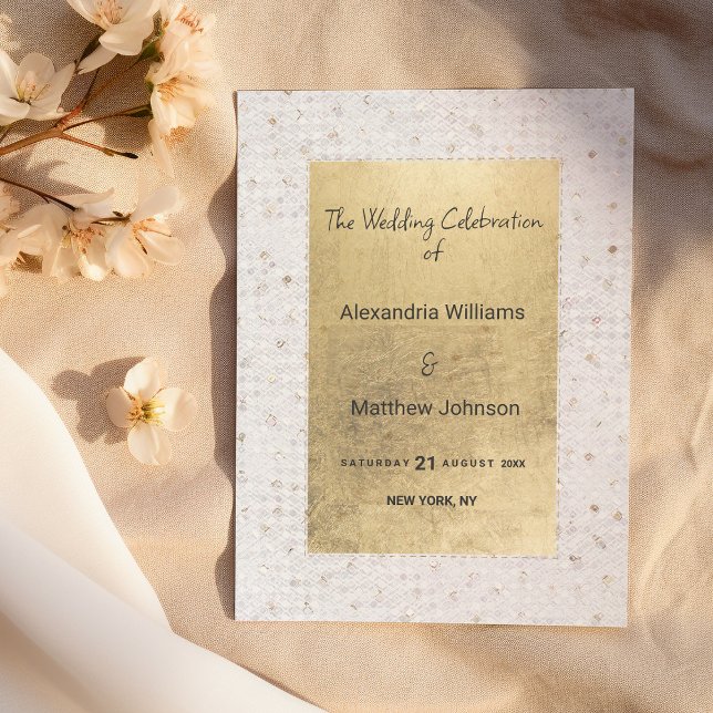 Luxus weiß gold chic Pailletten Hochzeitsprogramm Programm (Luxury white gold chic sequins Wedding Program )