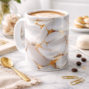 Luxus-Weiß- und Goldmarmor-Kaffeetasse – Elegantes Kaffeetasse