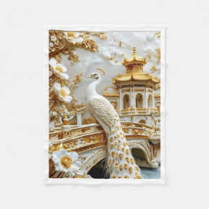 Luxus Weiße Pfau und Goldener Tempel Fleece Blank