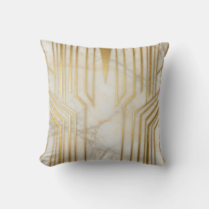 Luxus Weißer Marmor Gold Geometrisches Muster Kissen