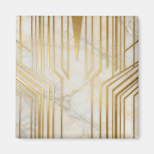 Luxus Weißer Marmor Gold Geometrisches Muster Magnet