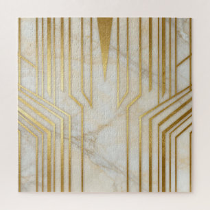 Luxus Weißer Marmor Gold Geometrisches Muster Puzzle