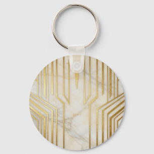 Luxus Weißer Marmor Gold Geometrisches Muster Schlüsselanhänger