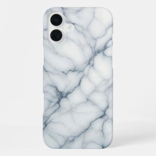 Luxus-Weißmarmor-Etui - Elegantes Blau und Grau iPhone 16 Plus Hülle