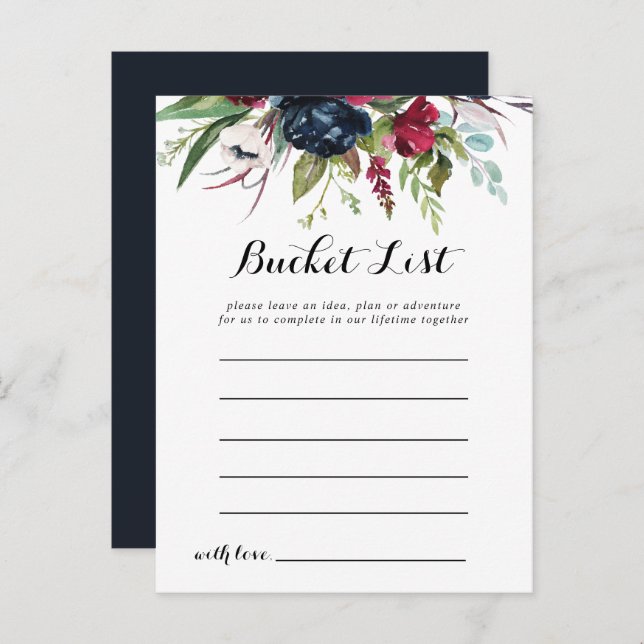 Luxus Whimsical Boho Floral Bucket List Cards Postkarte (Vorne/Hinten)
