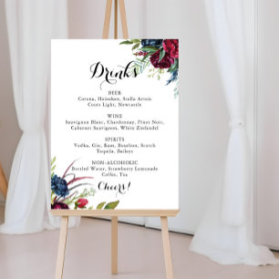 Luxus Whimsical Boho Floral Wedding Drinks Menü Poster