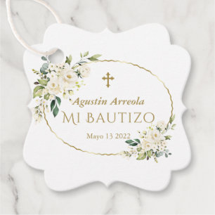Luxus White Blume Gold Mi Bautizo Geschenkanhänger