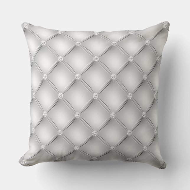 Luxus White Diamond Tufvtern Muster Kissen (Vorderseite)