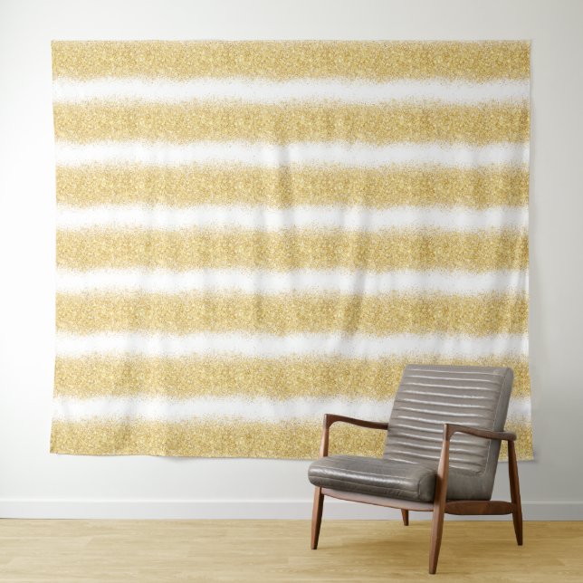 Luxus White Gold Glitzer Wandteppich (Beispiel (Horizontal))