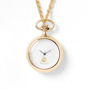 Luxus White und Gold Personalisiert Monogram Armbanduhr