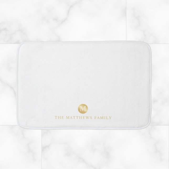 Luxus White und Gold Personalisiert Monogram Badematte (Von Creator hochgeladen)