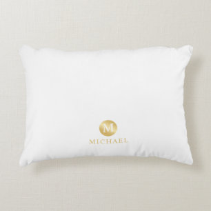 Luxus White und Gold Personalisiert Monogram Dekokissen