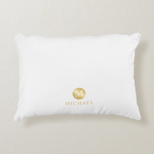 Luxus White und Gold Personalisiert Monogram Dekokissen (Vorderseite)