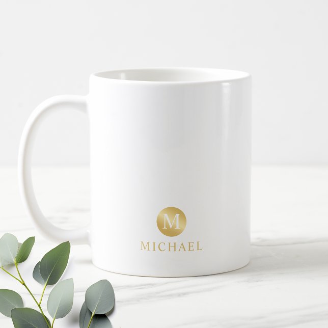 Luxus White und Gold Personalisiert Monogram Kaffeetasse (Von Creator hochgeladen)