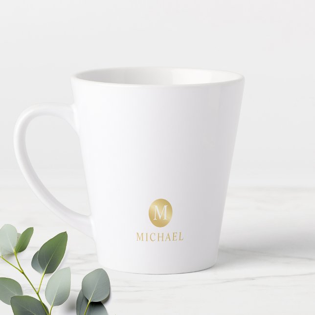 Luxus White und Gold Personalisiert Monogram Milchtasse (Von Creator hochgeladen)