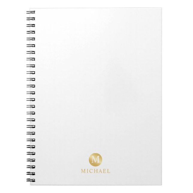 Luxus White und Gold Personalisiert Monogram Notizblock (Vorderseite)