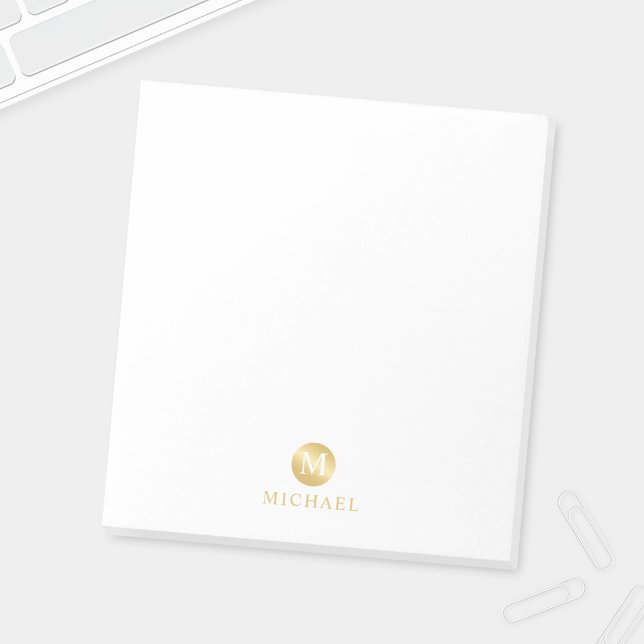 Luxus White und Gold Personalisiert Monogram Notizblock (Von Creator hochgeladen)