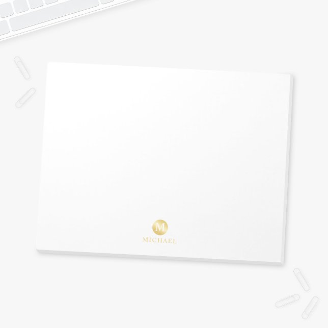 Luxus White und Gold Personalisiert Monogram Notizblock (Von Creator hochgeladen)
