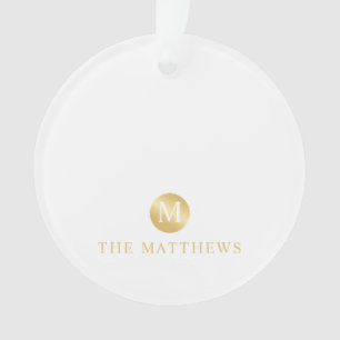 Luxus White und Gold Personalisiert Monogram Ornament