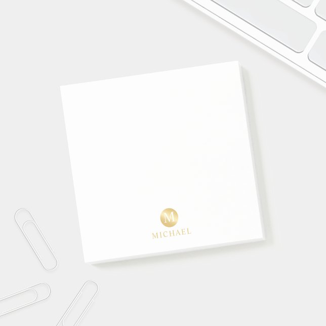 Luxus White und Gold Personalisiert Monogram Post-it Klebezettel (Von Creator hochgeladen)