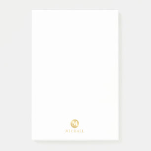 Luxus White und Gold Personalisiert Monogram Post-it Klebezettel