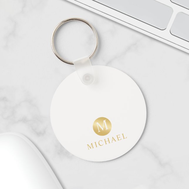 Luxus White und Gold Personalisiert Monogram Schlüsselanhänger (Von Creator hochgeladen)