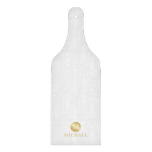 Luxus White und Gold Personalisiert Monogram Schneidebrett