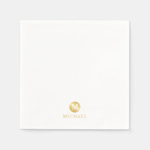 Luxus White und Gold Personalisiert Monogram Serviette