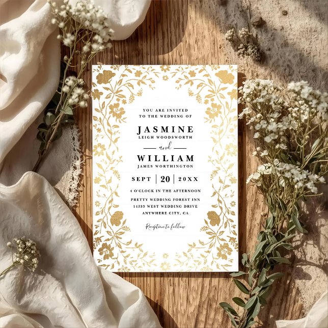 Luxus-Wildblumen-elegante moderne QR-Code-Hochzeit Einladung (Von Creator hochgeladen)