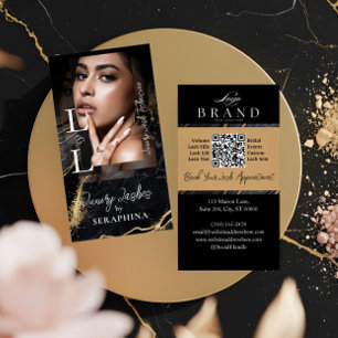 Luxus-Wimpernverlängerungen Schwarz Gold Achat Visitenkarte