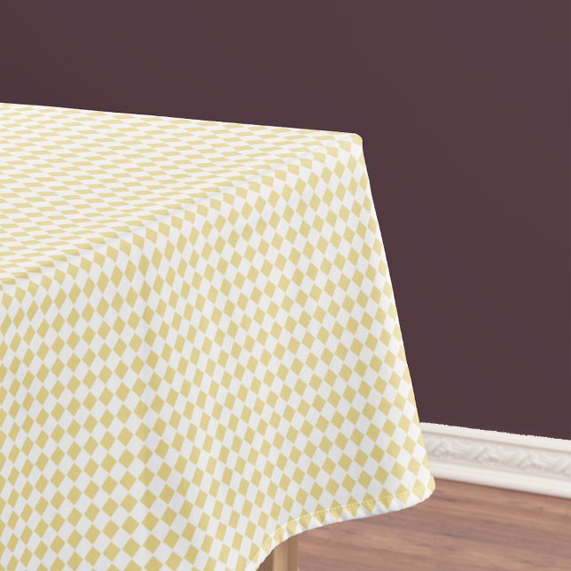 Luxus Yellow White Checkered Pattern Retro Tischdecke (Luxe Yellow Gold White Checkered Pattern Retro Tablecloth)