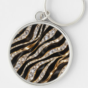 Luxus-Zebra-Kristall-Tierdruck Schlüsselanhänger