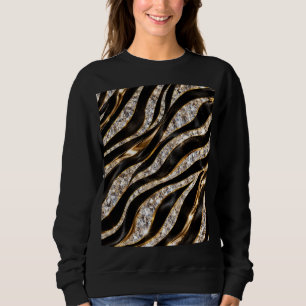 Luxus-Zebra-Kristall-Tierdruck Sweatshirt