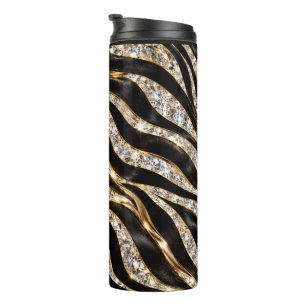Luxus-Zebra-Kristall-Tierdruck Thermosbecher
