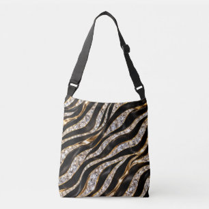 Luxus-Zebra-Kristall-Tierdruck Tragetaschen Mit Langen Trägern