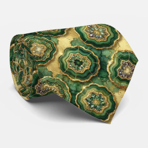 Luxusanzug Krawatte   Waldgrüne Gold-Geode Krawatt