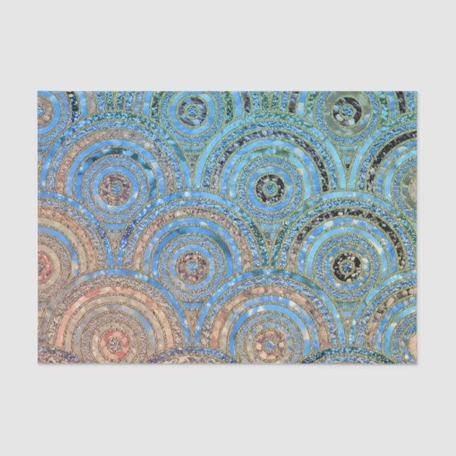 Luxusaqua-Creme-Metallfolien-Glitzer punktiert Seidenpapier (Vorderseite)