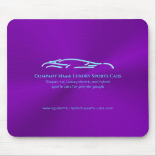 Luxusautologo - Ice Blue Sports Car auf lila Mousepad
