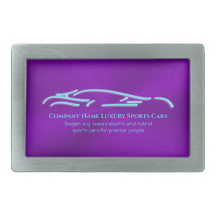 Luxusautologo - Ice Blue Sports Car auf lila Rechteckige Gürtelschnalle