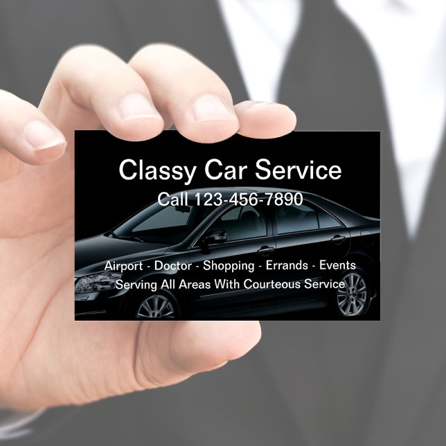 Luxusautoservice Visitenkarte (Classy Car Service Business Cards by CustomBusinessTemplates)