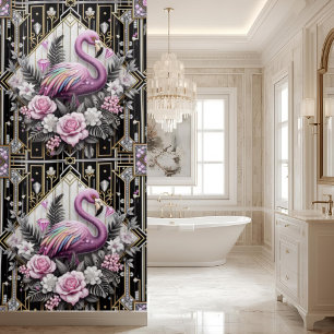 Luxusbadezimmer   Art Deco Flamingo Duschvorhang
