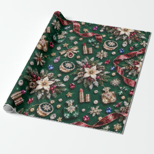 Luxusbänder in Smaragdgrün für Weihnachten Geschenkpapier
