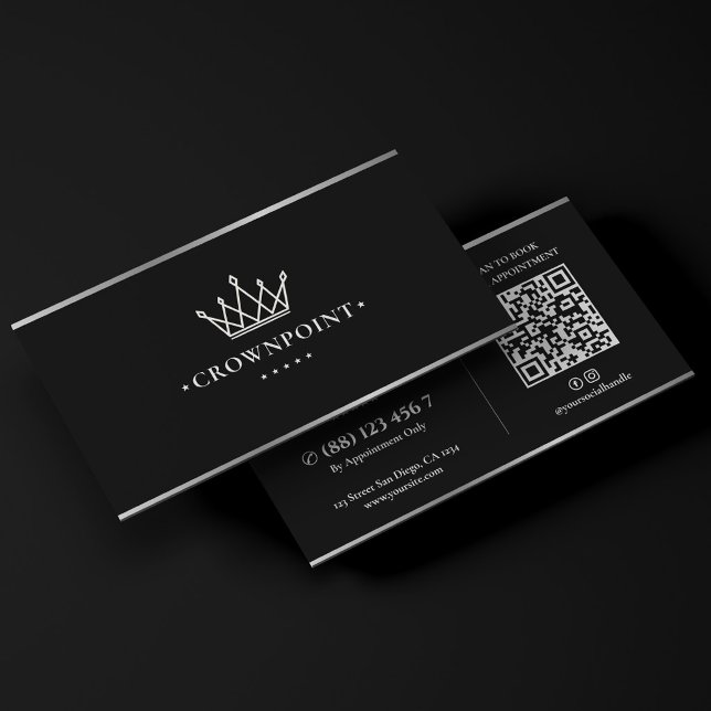 Luxusbauer Generalunternehmer Silver Crown Visitenkarte (Luxury Builder General Contractor Silver Crown Business Card
)