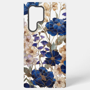 Luxusblaue Pfingstrose und Champagner Blumen Samsung Galaxy Hülle