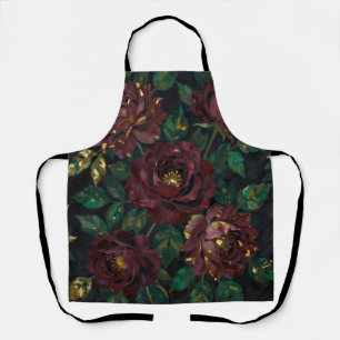 Luxusbordüre-Rosen-Goldblatt-Blumen Schürze
