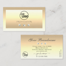Luxuscreme Beige Ombre Sparkle Diamonds Logo hinzu Visitenkarte