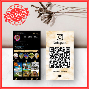 Luxusgelbe und schwarze Achatmarmor-Instagram-QR Visitenkarte