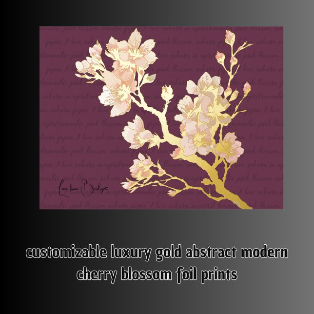 Luxusgold abstrakte moderne Kirschblüte Foliendrucke (luxury gold abstract modern cherry blossom foil prints)