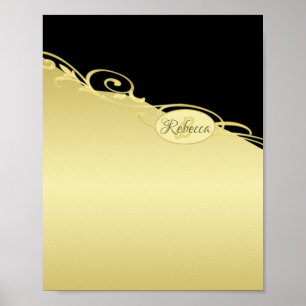 Luxusgold dekoriert auf Gold & Schwarz, Monogram, Poster