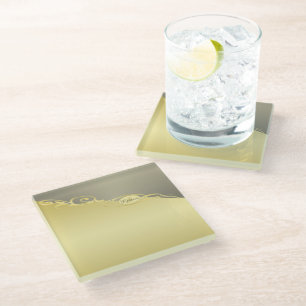 Luxusgold dekoriert auf Gold & Silber, Monogram Glasuntersetzer